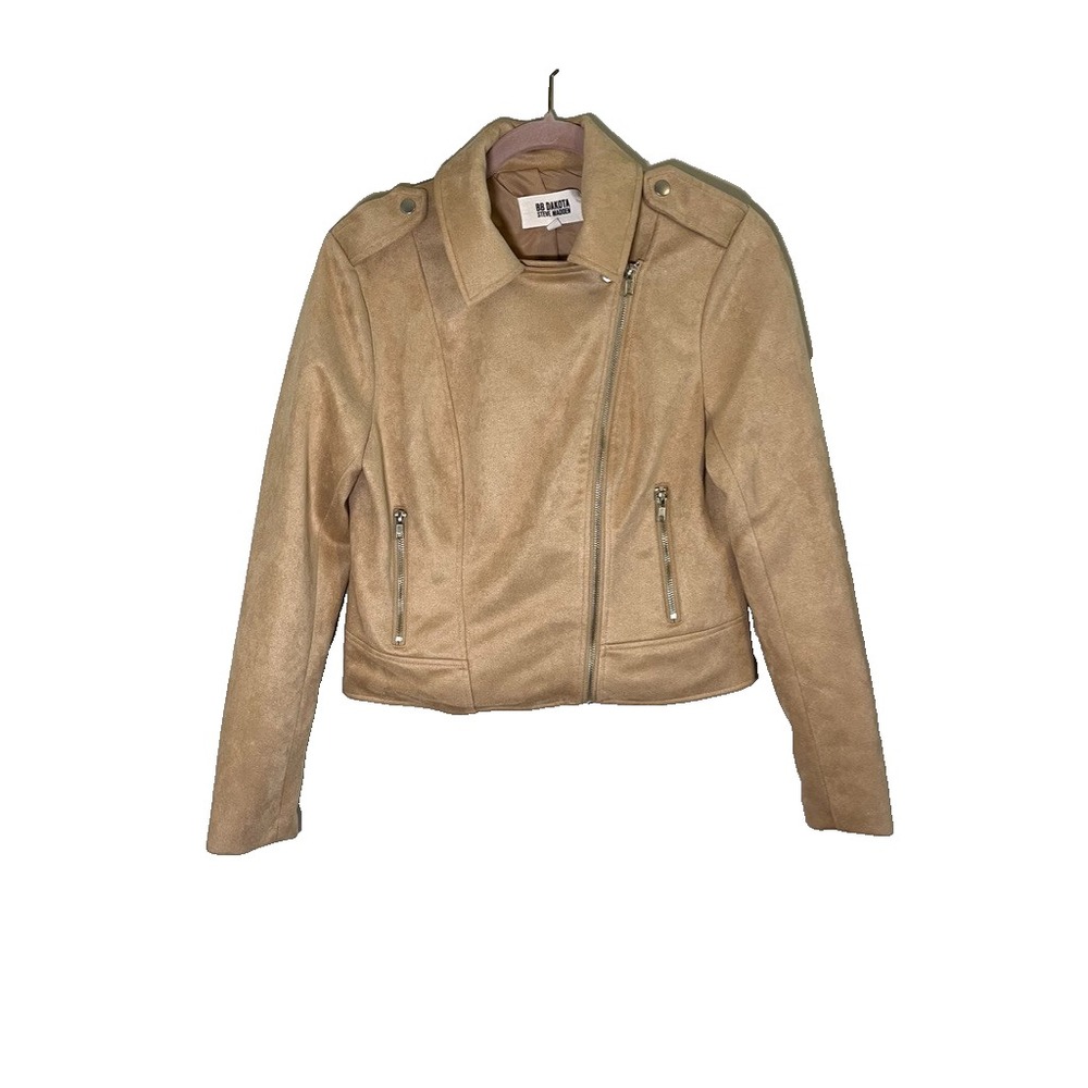 BB Dakota Steve Madden Faux Suede Moto Jacket M Pink Preppy Western Classic 90s